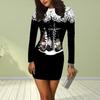 Long Sleeve Outdoor Snowman 3D Print Dress Women Mini Dresses Autumn Skinny Stretchy Party Vestidos