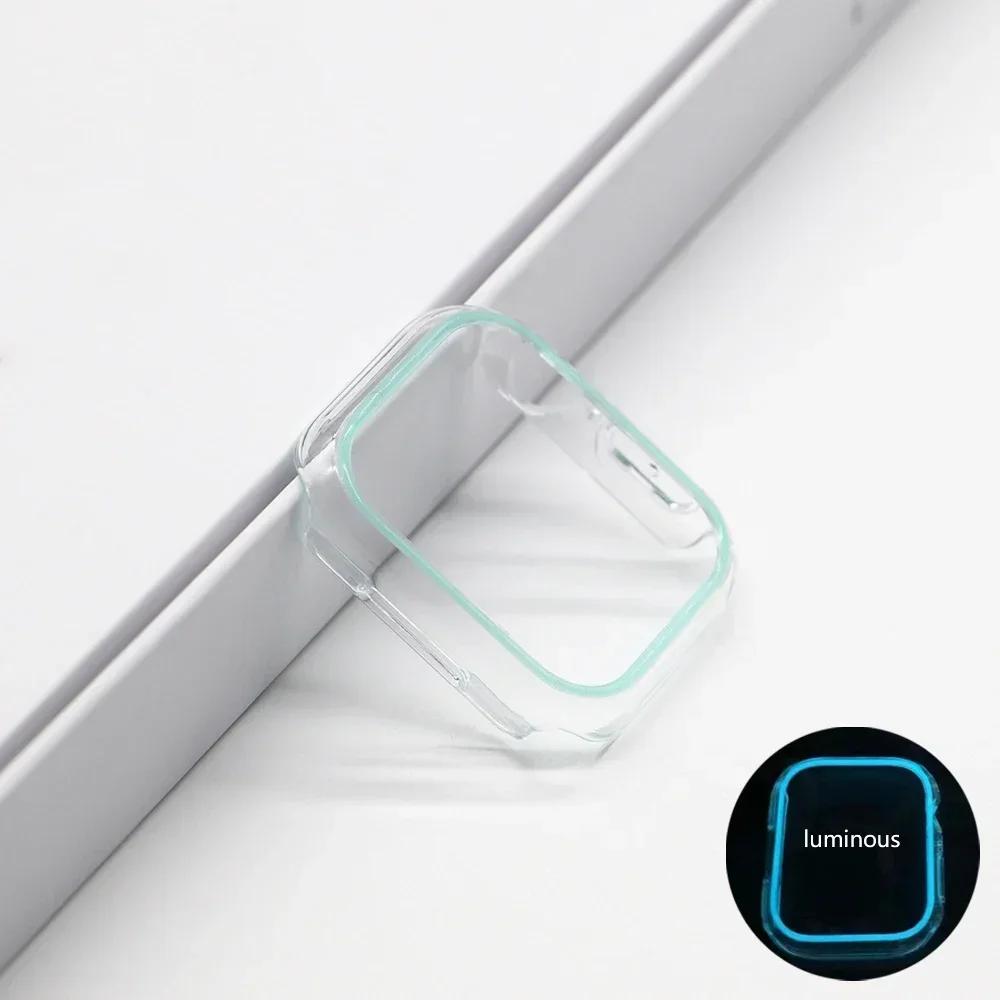 Светящийся чехол для корпуса Apple Watch Ultra 3/2 49 мм 45 мм 44 мм 41 мм 40 мм Жесткий PC бампер Защитная рамка iWatch 8 7 6 5 SE3