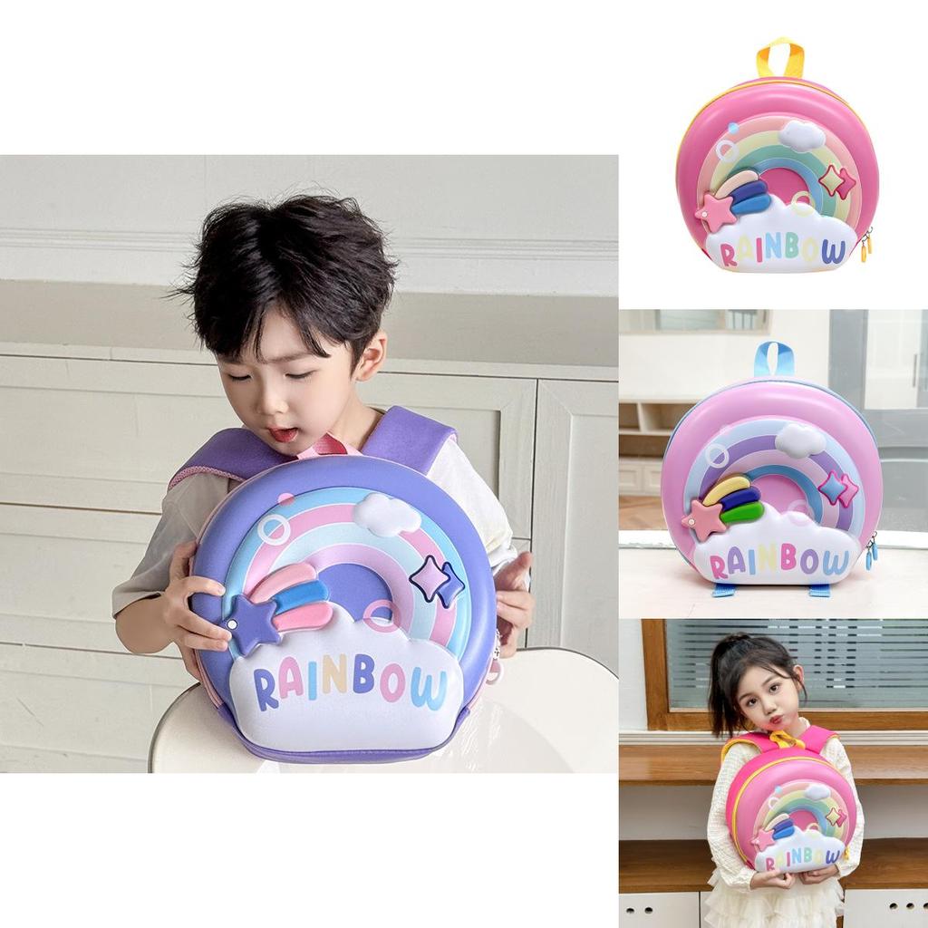 Kids Cartoon Donut Shell Backpack With Cartoon Rainbow Design For School Kids