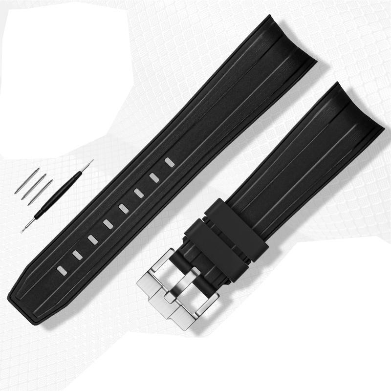 FKM Fluororubber Rubber Watch Strap 21mm Waterproof Silicone Wristband For Submariner DEEPSEA Oysterflex Rolex Watchband Band