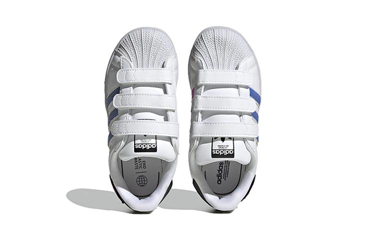 adidas Originals Superstar Устойчивые к истиранию Устойчивые к истиранию Низкие Детские Скейтбордические Кроссовки Белый Синий GV8988
