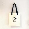 Snoopy Flat Tote Bag Black Bag for Lessons, School, Office