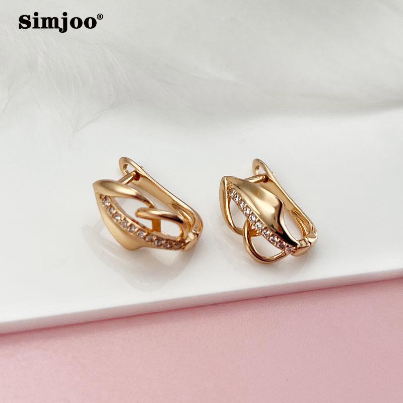 SIMJOO Темпераментные серьги Серьги с геометрическим узором из розового золота и циркона