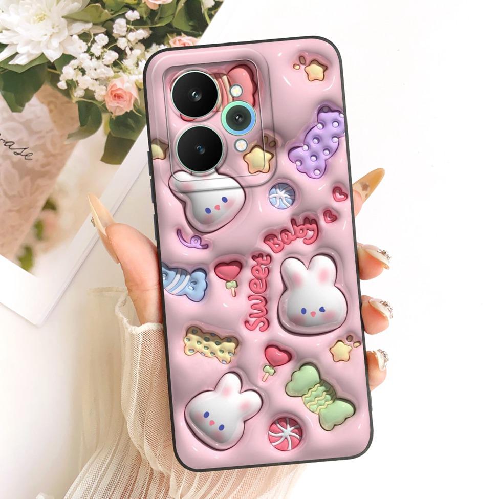 Чехол для Realme 15 Pro Корпус RMX5101 Силиконовый Роскошный Модный Цветы Каваи Милый Расписной Ударопрочный Чехол для Телефона