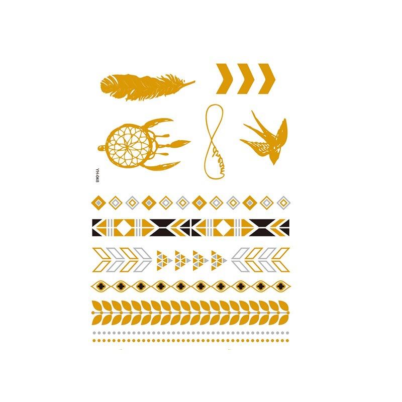 Yh ретро большая бронзовая татуировка наклейка водонепроницаемая татуировка наклейка Amazon набор горячая серебристая цветная печать наклейка