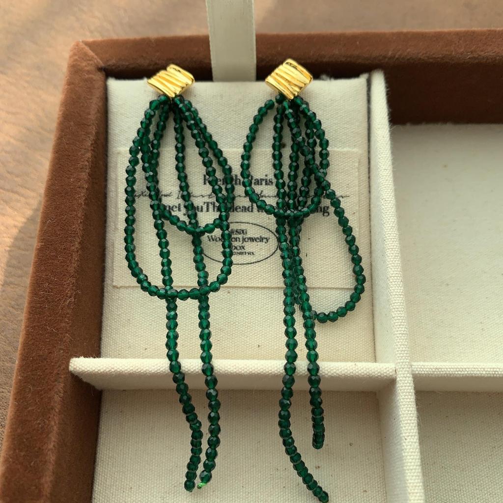 Bow Beads, Fringed Earrings, Earrings, Elegant Light Luxury, Fresh And Exquisite, Niche Gorgeous, Sweet And Cool Earrings.