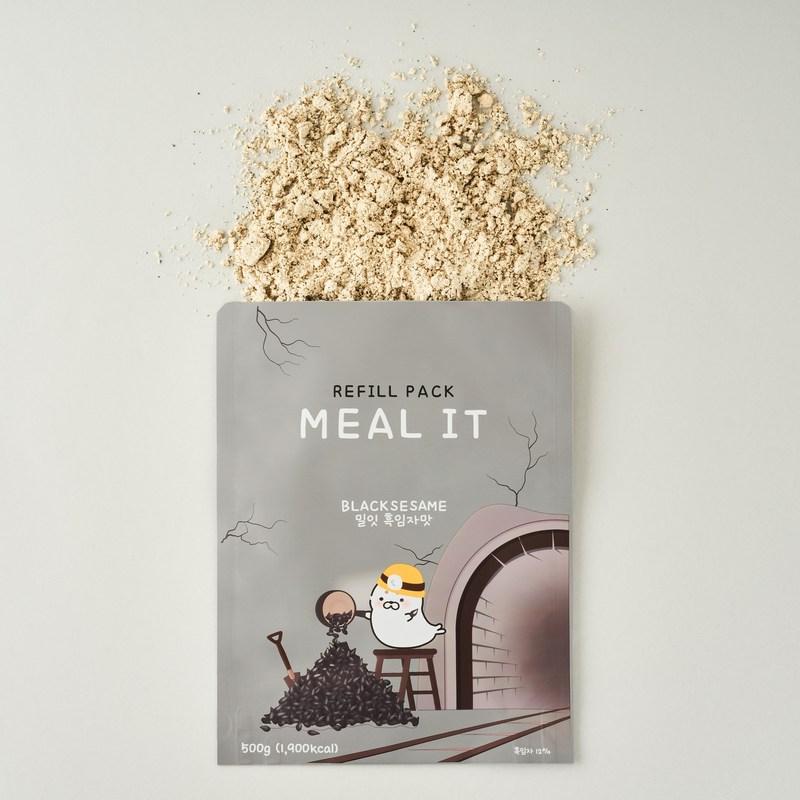 Meal It meal replacement protein shake black sesame flavor refill pack, 500g, 2 packs