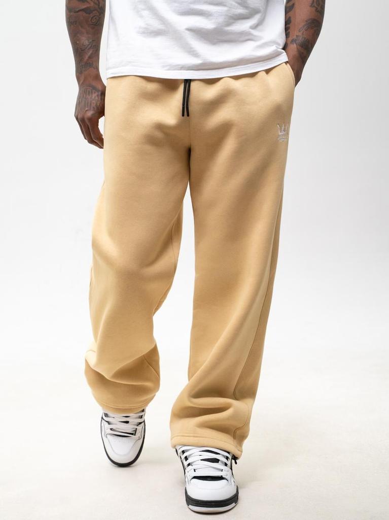 Jigga Wear Men's Light Brown Baggy Sweatpants with Embroidered Logo Drawcord XXL