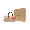 New COACH Lacey Canvas With Leather Boston Bag Handbag Shoulder Bag Crossbody Bag Small Size Women's Khaki & Pink CK562-IMOT4