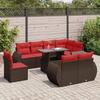 VidaXL Garden Lounge Set with Cushions 9pcs Brown Wicker Acacia, Outdoor Sofa Set, Garden Furniture, 3326665