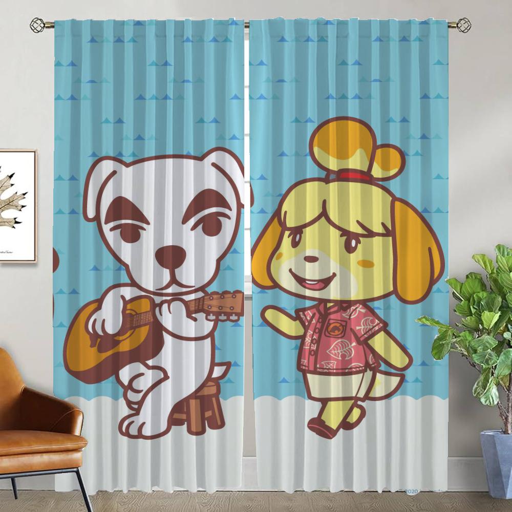 Шторы Animal Crossing для гостиной Тюль для спальни Домашние интерьерные шторы 2 штуки Шторы-тени Перегородка Кухня