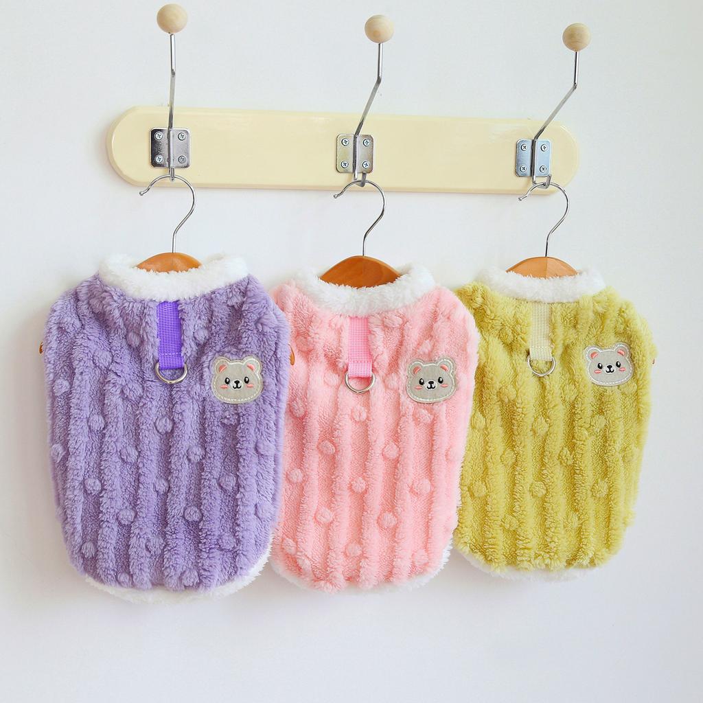 Pet Cat Small Puppy Teddy Bear Dog Clothes Thermal Vest Fleece Spring Autumn and Winter Clothes