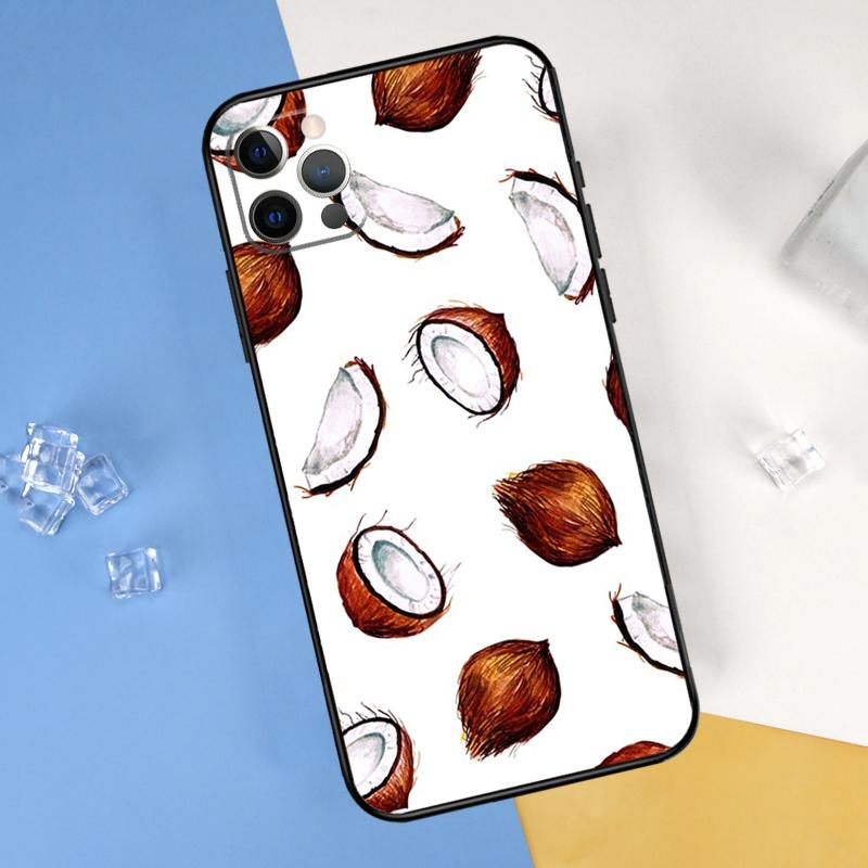 Summer Fruit Coconut Phone Case For iPhone 16 Pro Max 13 12 Mini 11 14 15 Pro Max XR 16 15 Plus 16e Cover Shell