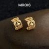 Серьги-пусеты из 18-каратного золота с цирконами в виде звезды – Французский ретро-дворцовый стиль, роскошь