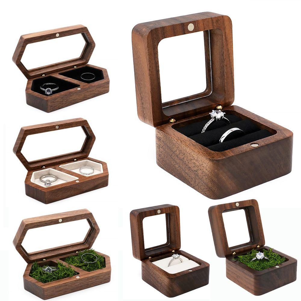 Engagement Ceremony Earrings Organizer Wooden Storage Box Ring Box Presentation Box Ring Bearer Box