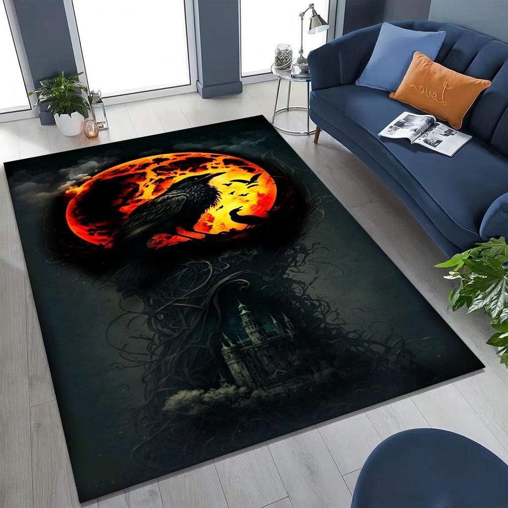 Viking Oding Raven Crow Huginn Muninn Norse Mythology Rug for Bedroom Living Room Sofa Home Doormat Decor,Kid Non-slip Floor Mat