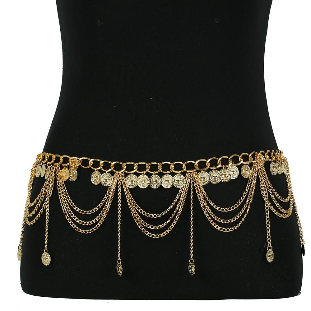 Fringed Waist Chain, Bohemian Multi-Layer Coin Waist Chain, Women'S Nightclub Dance Performance Accessories