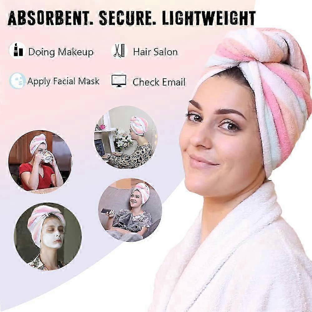 Microfiber Hair Towel 2Pack,Hair Towel Wrap for Women/Kids- Super Absorbent Soft Microfiber Towel for Hair, Hair Drying Towels for Long/Thick/Fine/Cur
