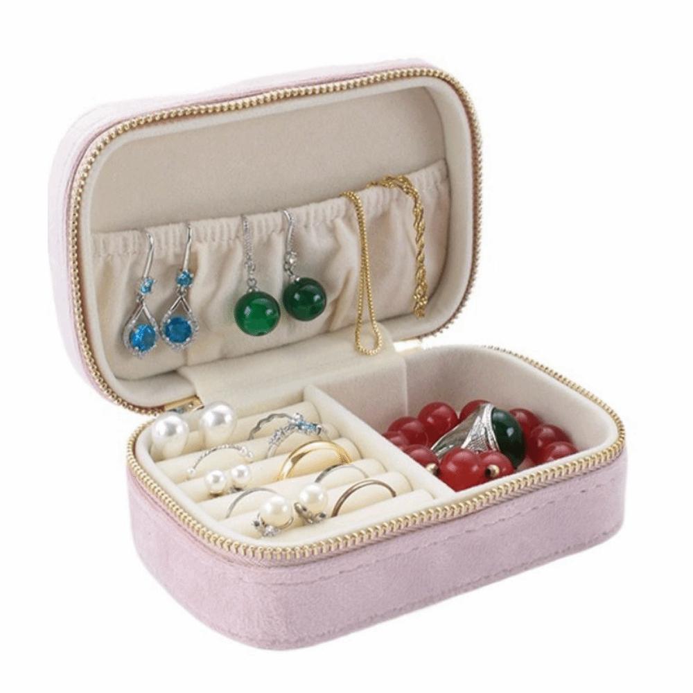 Velvet Portable Jewelry Box Square Necklace Storage Case Travel Jewelry Case Rings Storage Case