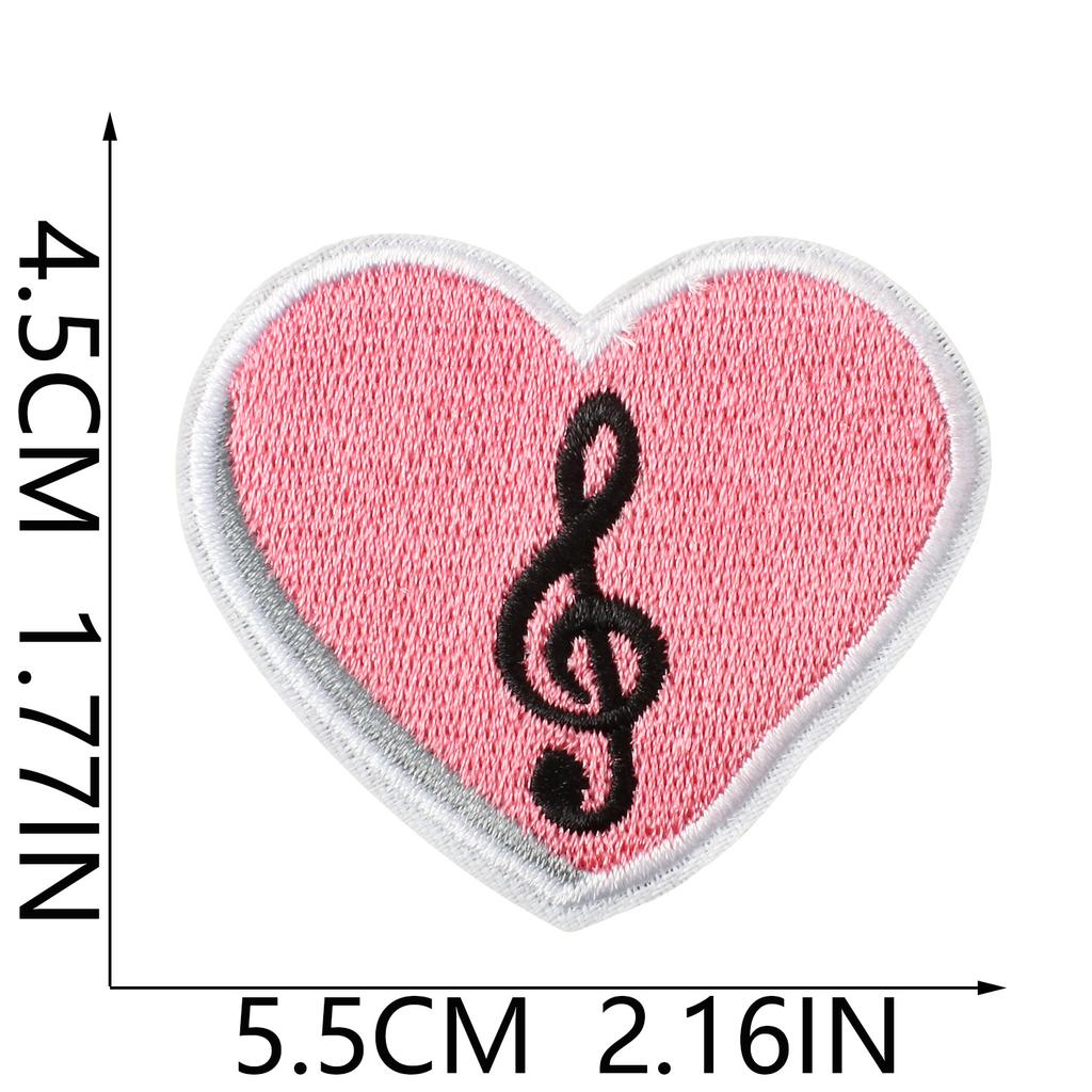 Iron-On Embroidery Patch, Music Note & Earphone Love Cloth Sticker, Decorative Applique For Clothes Schoolbag, Boys Diy Accessories