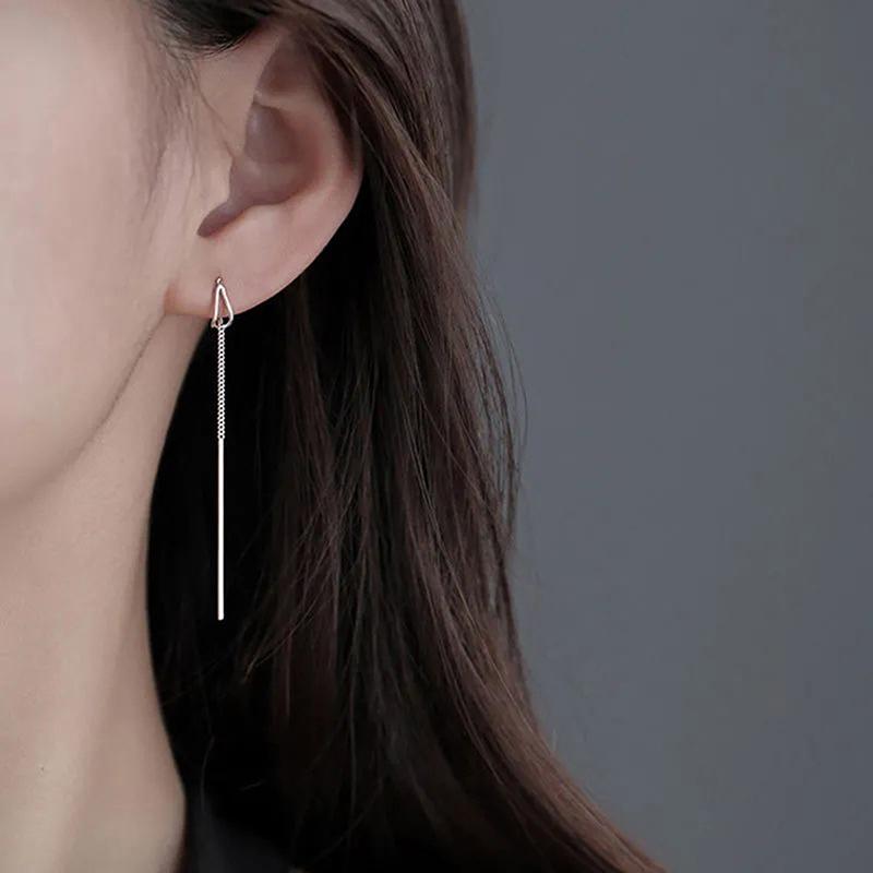 Простые стильные серьги-капли с кисточками для женщин, длинные висячие серьги, аксессуары для пирсинга, тонкие мини-модные украшения для ушей