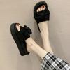 Slippers Women's Summer Wear Trendy New Bow Thick-bottomed Muffin One-word Drag Versatile Beach Sandals