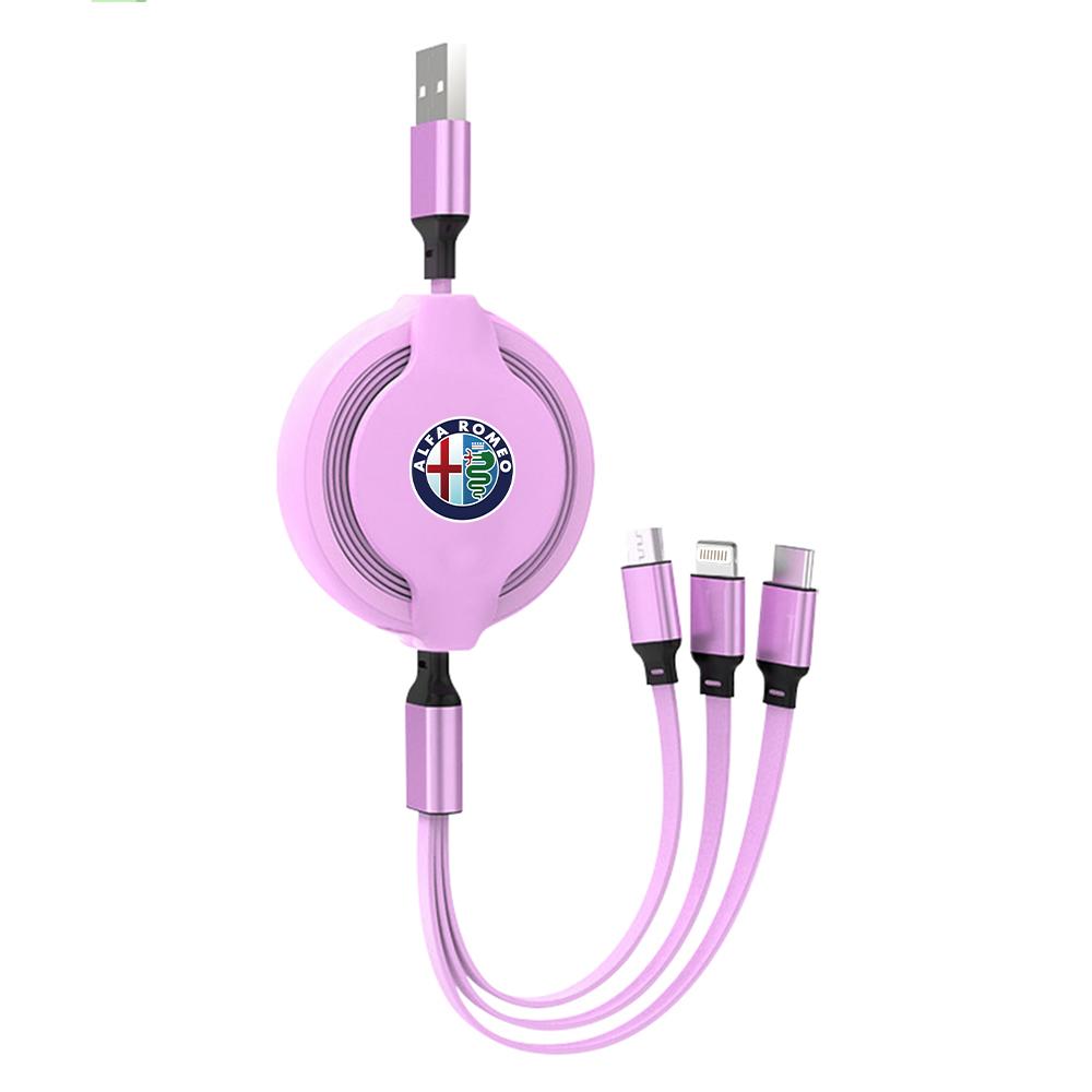 For Alfa Romeo Fast Charging Cord 3 In 1 USB Type C Android Charger Cable For Alfa Romeo Giulietta Tonale GT 159 156 147 Mito BrGF8