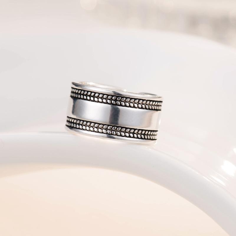 Vintage Style Jewelry Silver Open Adjustable Punk Shape Olive Tree Rings for Women