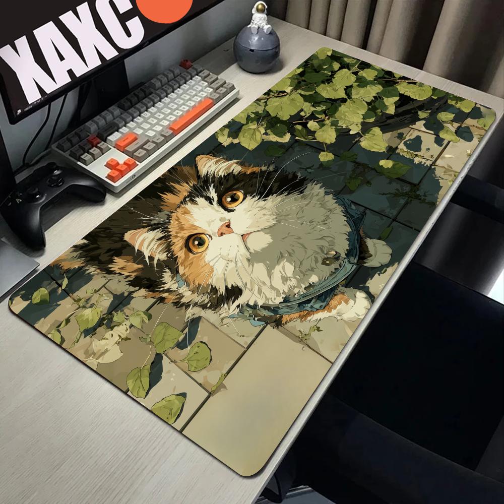 HYBXAXC Милый японский кот Коврик для мыши Большой игровой коврик для мыши Компьютерные игровые аксессуары Художественный ковер 900x400 Игровые коврики Аниме Офисный коврик