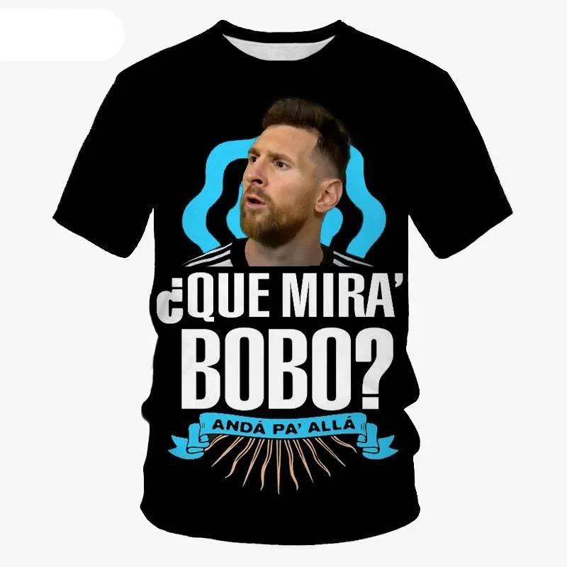 Футболка 3D в стиле Месси Que Mira Bobo Новые летние топы Унисекс Белый и Черный Модная Повседневная Футболка с коротким рукавом Горячая Распродажа