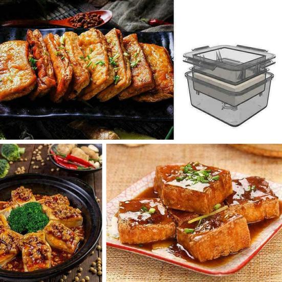 Пресс-коробка для тофу Пресс-коробка для тофу с сушкой для твердого или очень твердого тофу Машинка для приготовления тофу с сушкой для воды, пригодная для мытья в посудомоечной машине