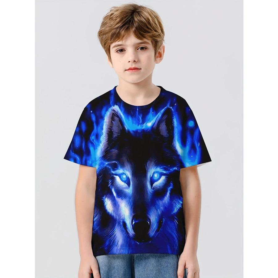 Футболка 2024 года с изображением животных, пантеры, льва, волка, 3D-принта, уличная одежда, футболки для мальчиков и девочек, повседневная мода, большие размеры, футболки для детей, топы, одежда