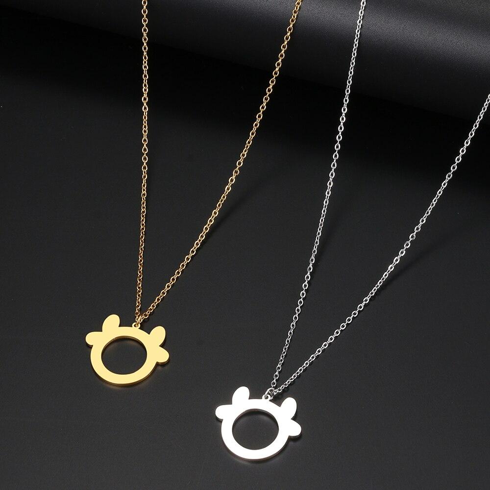 Stainless Steel Necklaces Hollow Bull Head Pendant Chain Choker Charm Fashion Necklace For Women Jewelry Christmas Party Gifts