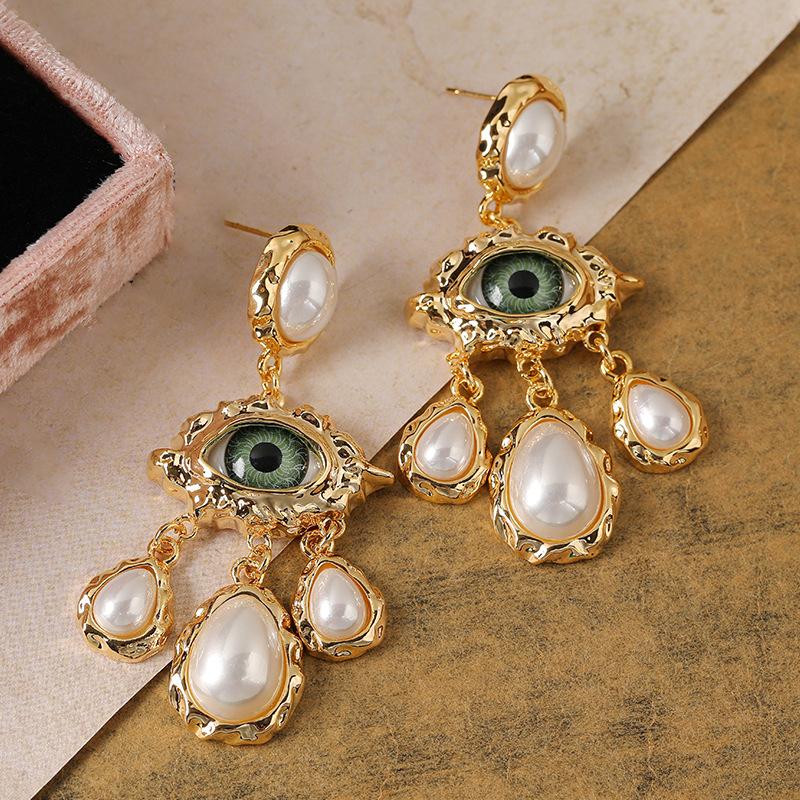 Pleated Eyes, Pearl Style, Fringed Earrings, Retro Court Style Earrings, Light Luxury High-end Earrings, Women's