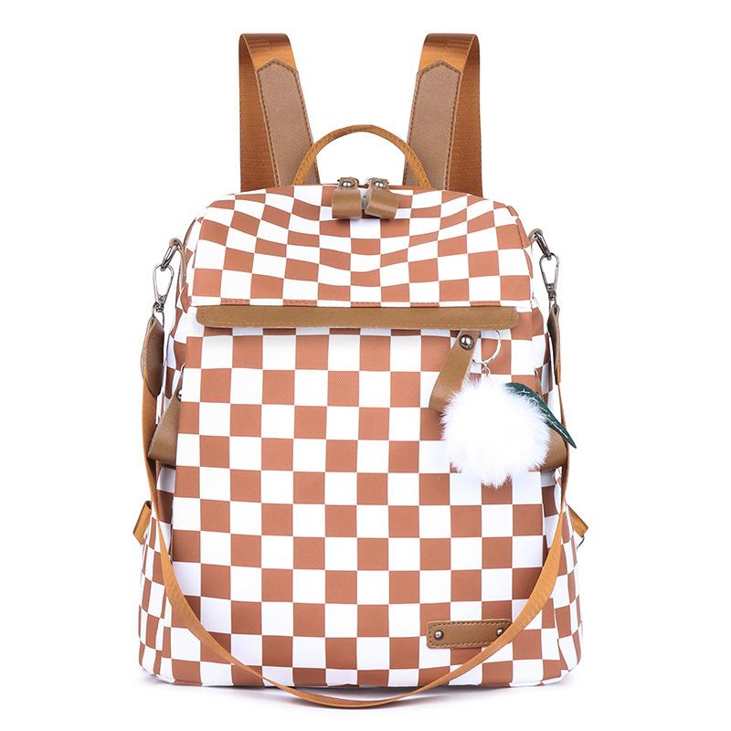 Рюкзак из ткани Оксфорд, модный рюкзак в шахматную клетку, новый трансграничный женский рюкзак, водонепроницаемая дорожная сумка большой вместимости