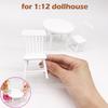 (H0826)1:12 Dollhouse Miniature Furniture White Color Round Dining Table Chair Set