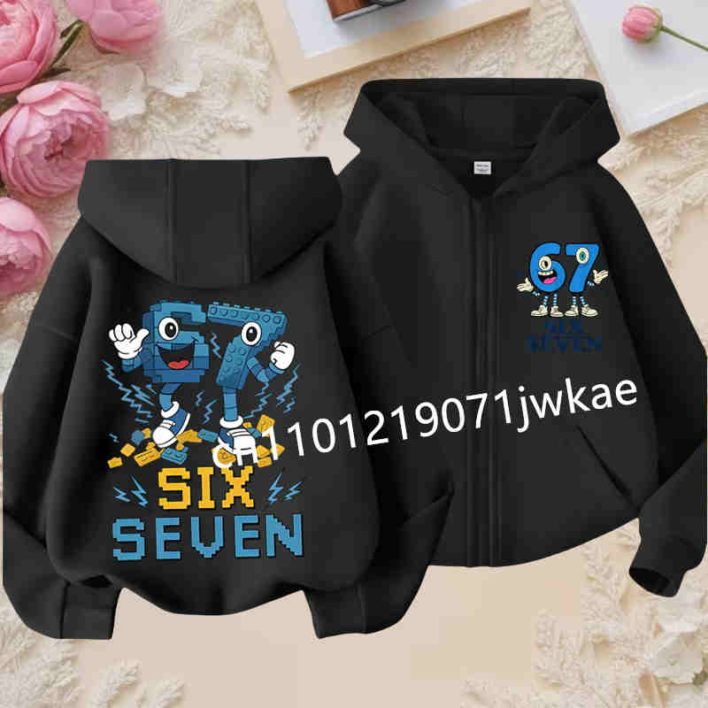 Hoodies for Kids 67 Six Seven Italian Brain Rot Math Joke Tops Y2k Game Saying Zipper Clothes Graphic Y2k Children's Hoodies