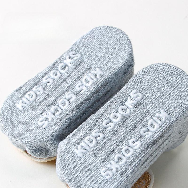 Baby Non-Slip Socks 0-12 Months Gripper Dot Sole Ankle Socks Cartoon Bear Bunny Toddler Breathable Cotton Footies for Crawling