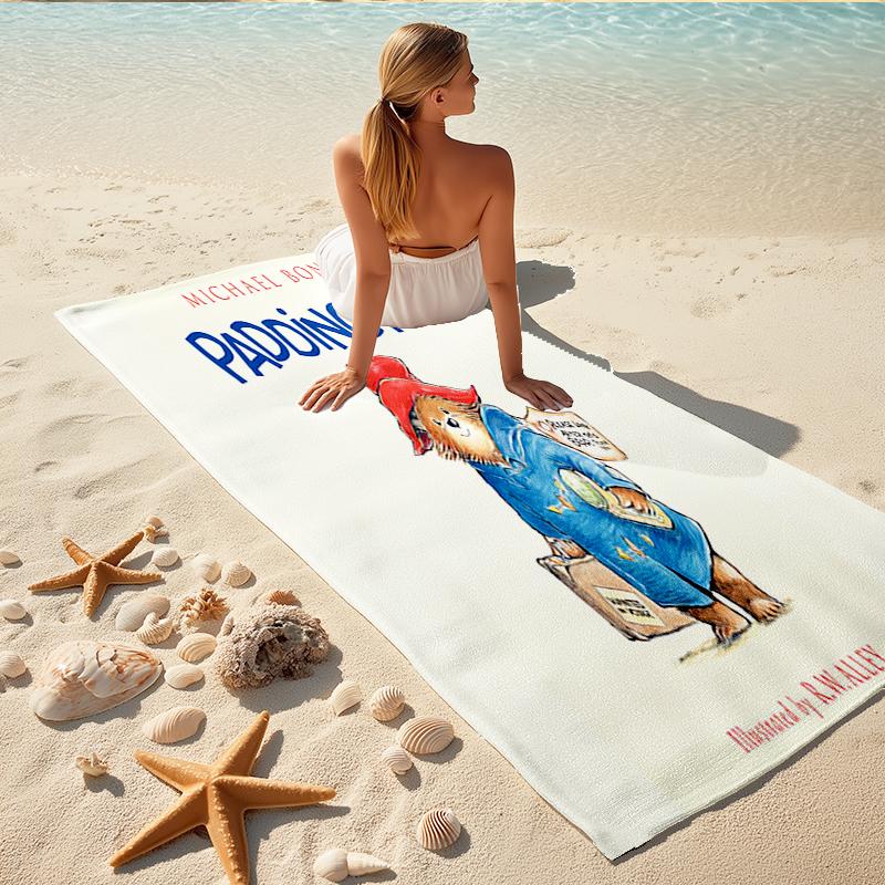 1Pc Paddington Bear'S Journey Beach Towel, Quick Dry, Multi-Use for Beach Pool Gym Yoga Home Travel, Christmas, Halloween, Xmas Gift M928230