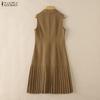 Casual Down Women Turn Zanzea Collar Sleeveless Dress