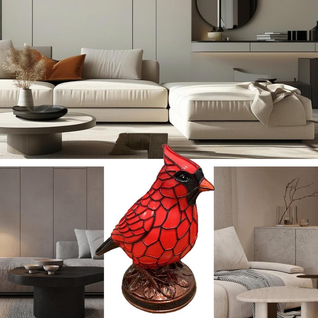 CardinalTable Lamp Natural Animal Bird Theme Lamp Christmas Desktop Decoration Lamp Home Office Desktop Decoration Ornaments