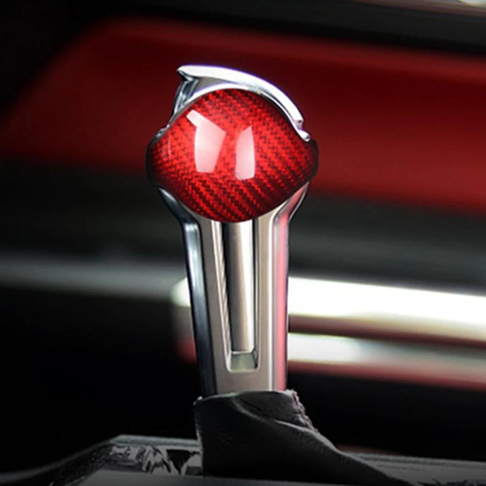 2 шт., карбоновая накладка на ручку переключения передач для салона автомобиля, красная/черная для Ford Mustang 2015 - 2019, накладка на ручку переключения передач автомобиля