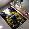 Black Sports Car with Yellow Splash suitable as a non-slip mat for the living room or bedroom sofa