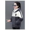 Autumn and Winter Zipper Pocket Contrasting Color Thickened Cardigan Sweatshirt Women's Fashion Warm Sherpa Jacket