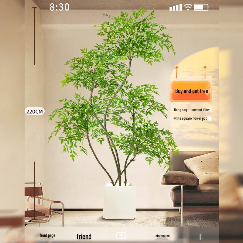 Нандина Роскошное Искусственное Дерево - Напольное Украшение для Помещений и Бионическое Зеленое Растение в Горшке