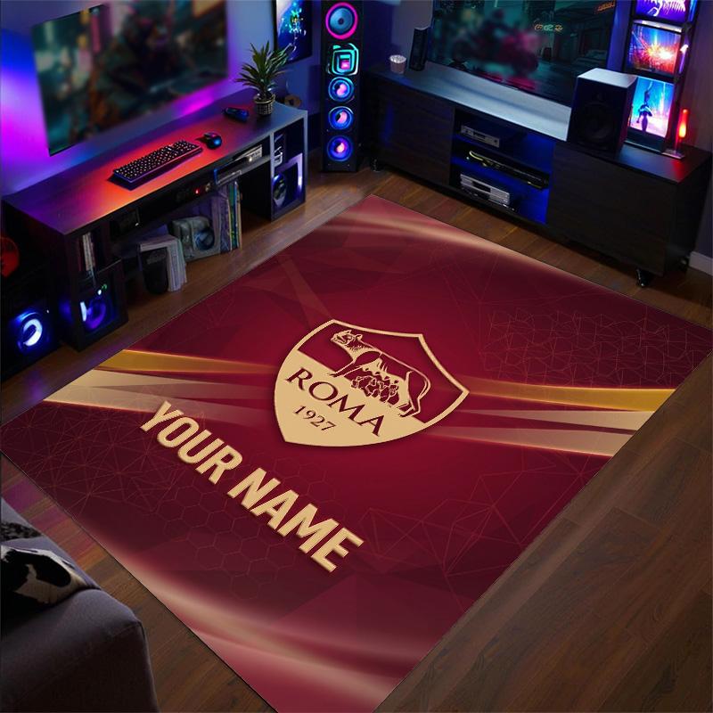 Crystal Velvet Rug AS Roma Print Custom Name Text Floor Mat Home Decor