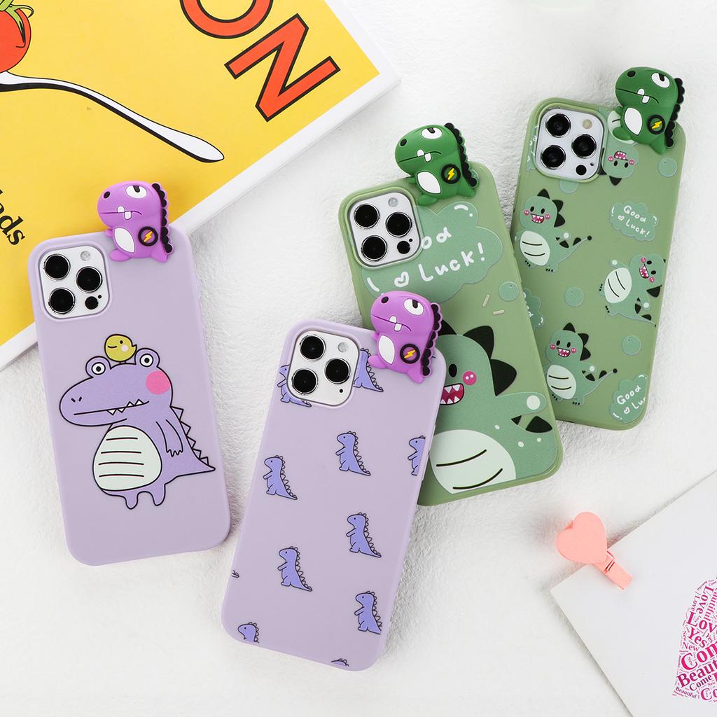 For Samsung Galaxy S10e S20 S21 FE S22 Ultra S8 S9 S10 Plus Note 8 9 10 Lite 20 M31 M32 M52 3D Cartoon Dinosaur Couple Soft Case
