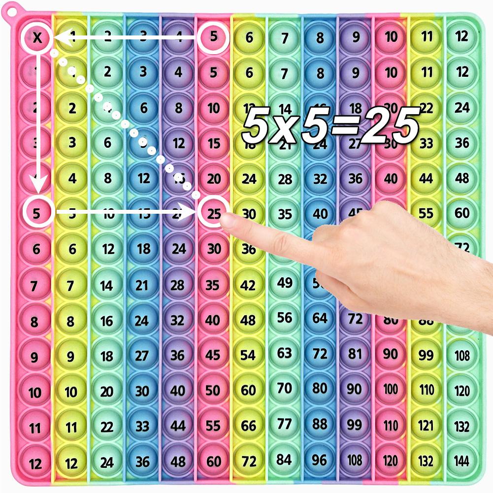Умножение 12x12 Сложение 12 + 12 Обе стороны Математическая игра Pop Fidget Toys, Macaron Силиконовые Push Pop Bubble Развивающие игрушки