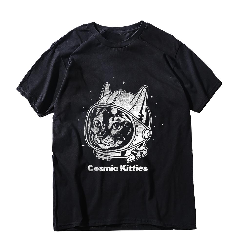 COOLMIND 100% Хлопок Принт Кот Шрёдингера Большой Размер Мужская Футболка Повседневная Короткий Рукав Хлопок Летняя Мужская Футболка Мужские Футболки