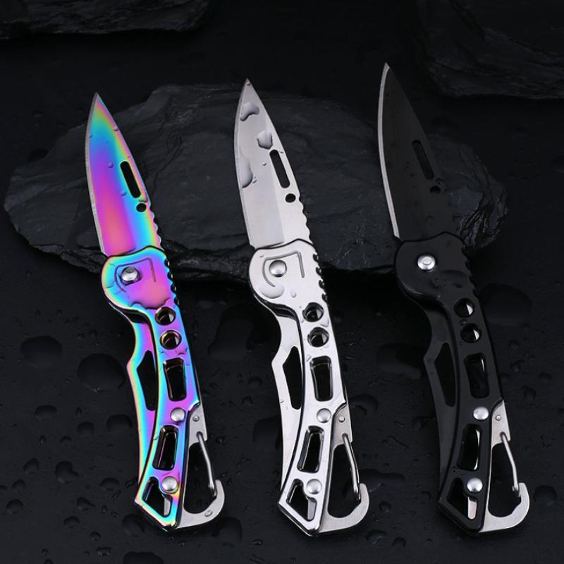 2024 new Stainless steel color mini folding knife, EDC portable outdoor camping knife, multi-function keychain tool knife